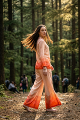 Ombre Geometric Shirt And Pant Co-Ord Set For Women