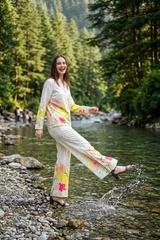 Abstract Floral Shirt And Pant Co-Ord Set For Women