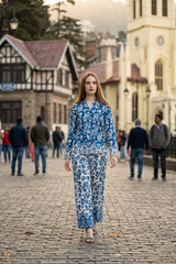 Seamless Royal Floral Shirt And Pant Co-Ord Set For Women