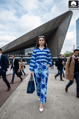 Royal Floral Stripes Shirt And Pant Co-Ord Set For Women
