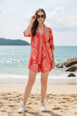Women's Traditional Floral Cotton Shirt And Short Co-Ord Set