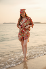 Women's Red Paisley Cotton Shirt And Short Co-Ord Set