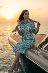 Tropical Tie Belt Shirt Dress