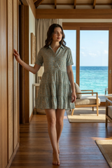 Floral Collar Midi Shirt Dress