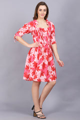 Vintage Floral Midi Dress For Women