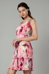 Gorgeous Pleated Layerd Midi Dress For Women