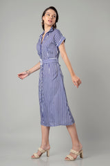 Royal Stripes Shirt Dress For Women