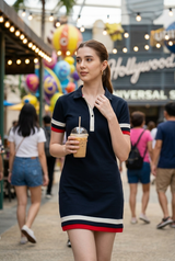 Exclusive Navy Blue Polo Midi Dress For Women