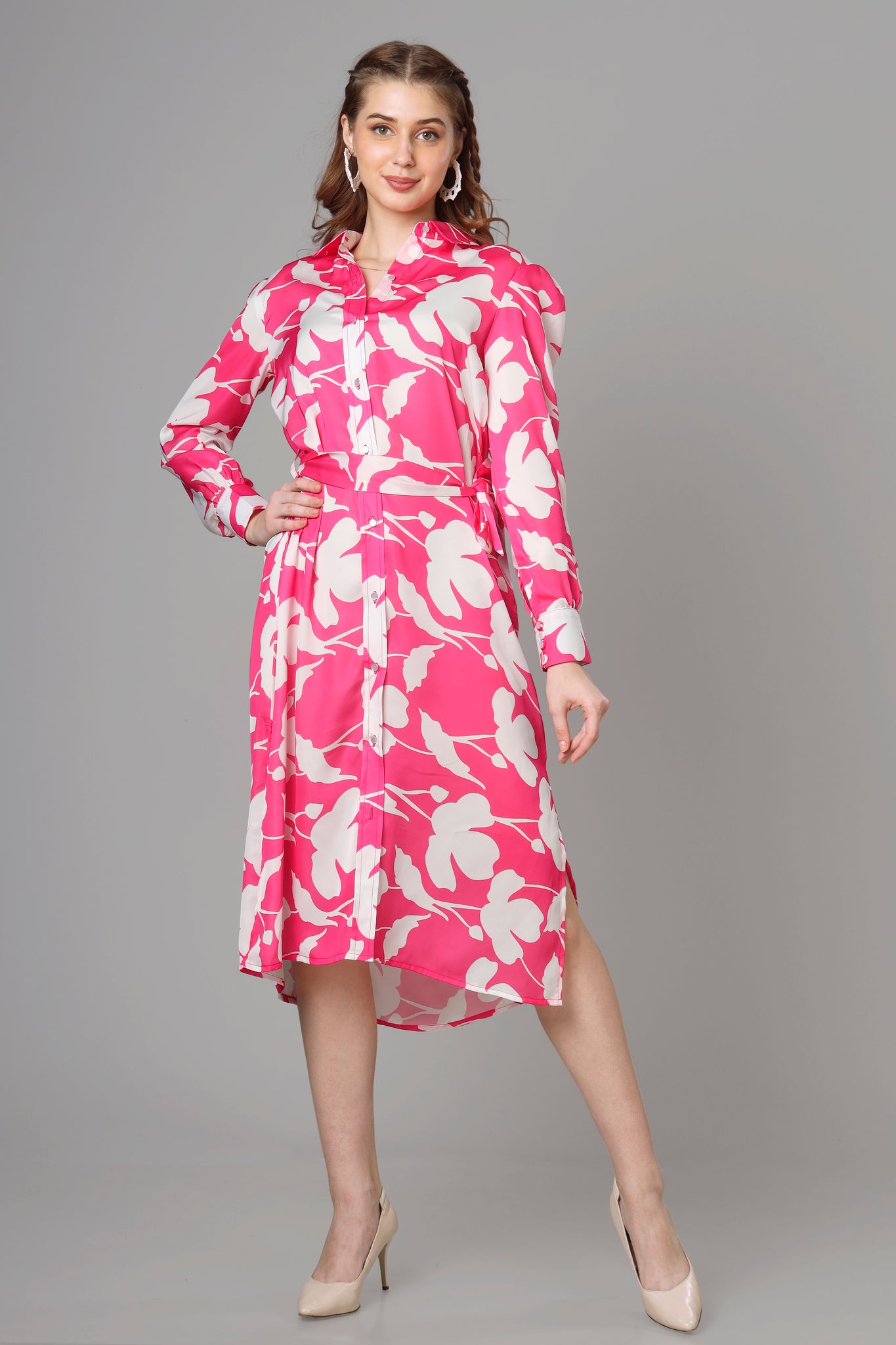 Attractive Pink Floral Dress For Women