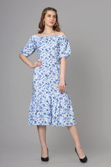 Seamless Floral Off Shoulder Dress For Women