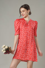 Speechless Floral A-Line Balloon Sleeve Minidress