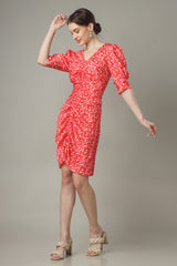 Lovely Floral Bodycon Puff Sleeve Dress