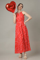 With Love Halter Neck Tie West Maxi Dress