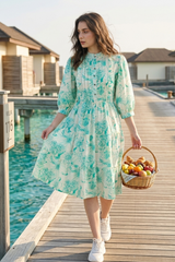 A-Line Floral Button Down Tiered Shirt Dress