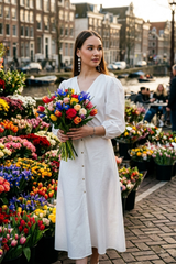 Trendy Women's Plain White A Line Pure Cotton Maxi Dress