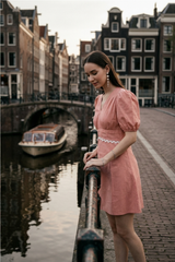 Solid Plain Pure Cotton Midi Dress For Women With Lace Work
