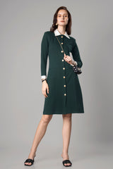Exclusive Pine Green Polo Midi Dress For Women