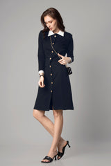 Exclusive Navy Blue Polo Midi Dress For Women
