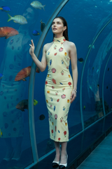 Halter Neck Graphic Edition Polo Dress For Women