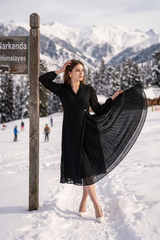 Wrap Me Right - Half Pleated, Fully Fierce Black Dress