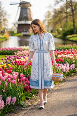 Retro Style Ethnic Motifs A-Line Midi Womens Dress