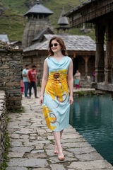 Fresh Joyful Style Women's Sunflower Print Midi Dress