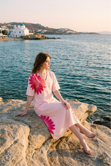 Daily Glow Dress - Pastel Pink with Floral Pop