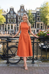 Everyday Orange A-Line Cotton Dress - Lightweight, Chic And Versatile