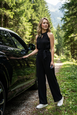 Pleated Halter Neck Jumpsuit For Women
