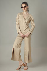 Wrap Shawl Neck Wide Leg Jumpsuit