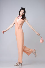Women Solid V-Neck Luxe Jumpsuit