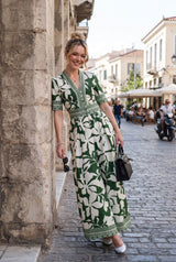 Attractive Border V Neck Wide Leg Jumpsuit