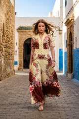 Vintage Floral Wide-Leg V Neck Wide Leg Jumpsuit