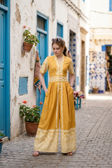 Golden Sunshine Floral Wide-Leg V Neck Wide Leg Jumpsuit