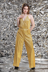 Party Star Golden Metallic Jumpsuit For Women – Imported Luxury