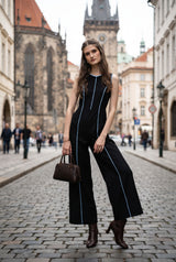 Miss This, Miss the Look - Wide Leg Contrast Piping Jumpsuit