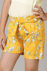 Snowflake Tie-Up Waist Shorts For Girls