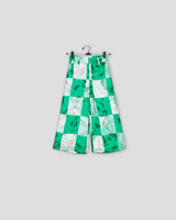 Green Regular Fit Checked Flared Trouser For Girls