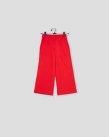 Cherry Red Wide Leg Trousers For Girls