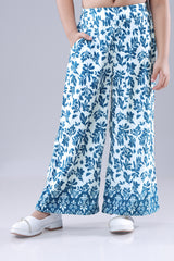Girls's Velvet Royal Floral Flared Trouser