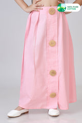 Girls Classic Midi Big Button Cotton Skirt