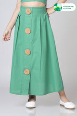 Girls Classic Midi Big Button Cotton Skirt