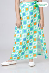 Girls Geometric Long Cotton Slit Skirt