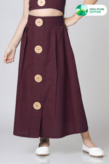 Girls Classic Midi Big Button Cotton Skirt