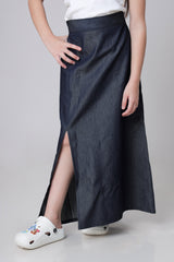 Trendy Girls Denim Long Slit Skirt