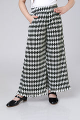 Kynara Pleated Pants For Girls - Geometric Flow Luxe