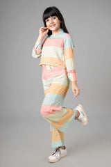 Trendy High Neck Top Co-ord Set For Girls