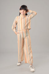 Trendy High Neck Shirt Co-ord Set For Girls