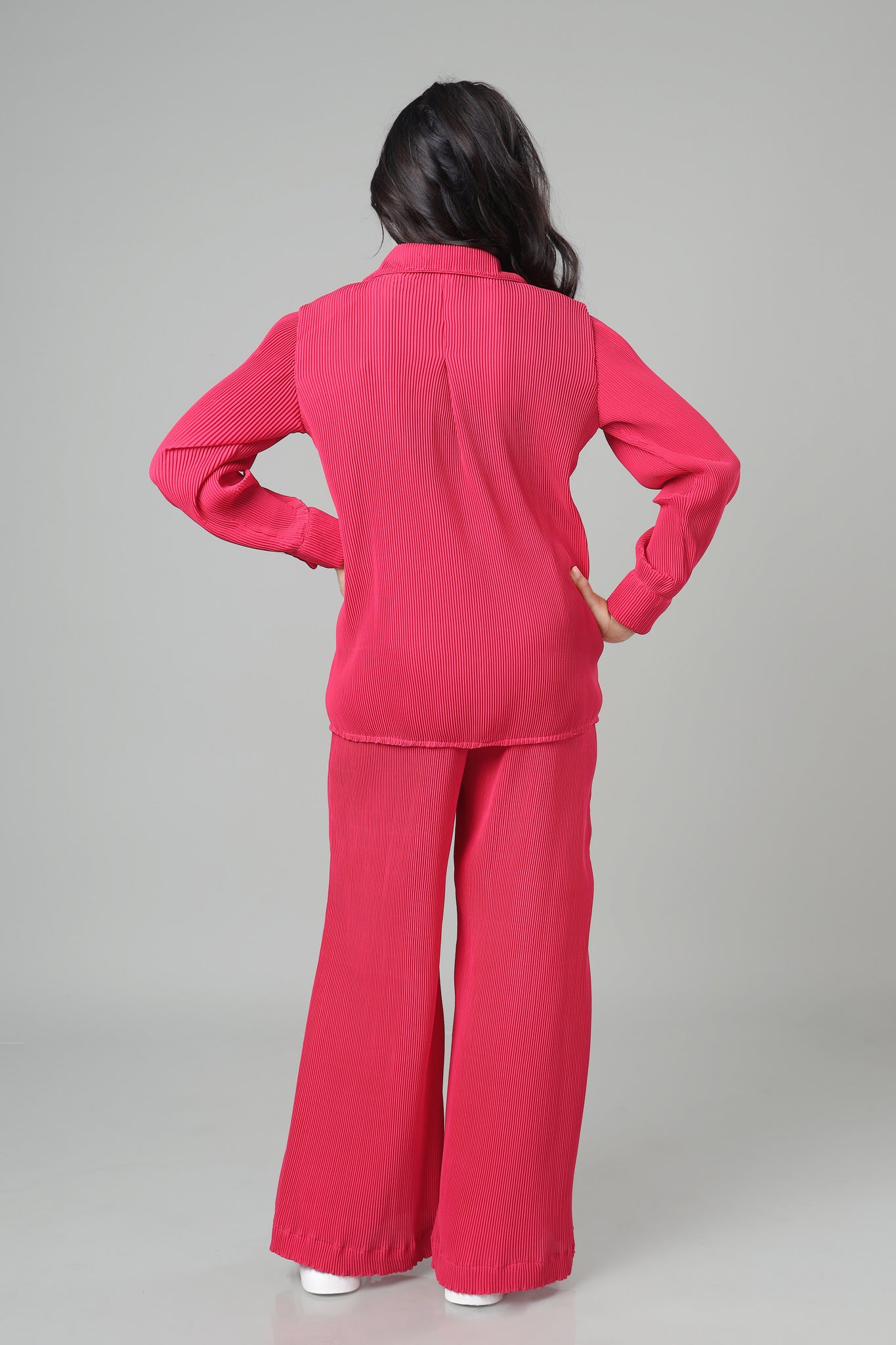 Exclusive Hot Pink Pleated Co-Ord Set For Girls