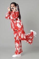 Stunning Floral Pleated Co-ord Set For Girls